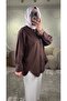 4061 قميص كبير الحجم مع إكسسوارات باللون البني - 2