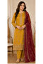 - Luxury Mustard & Maroon Embroidered Festive Pret – 3PC Set - 2