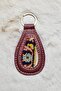 Handmade Burgundy Color Keychain from Antique Silk Carpet