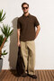 Minnutu Men's Organic Cotton Polo Collar Regular Fit Brown T-Shirt - 3
