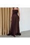 Brown Thin Straps Flounce Slit Satin Evening Dress - 6