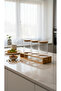 Set of 3 Glass Jars with Bamboo Stand - Kitchen Organizer with Lid, Storage Container for Beans & Food 40X12.5Cm - 2