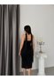 Black Heart Collar Scarf Detailed Glittery Midi Evening Dress - 6