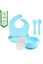 Blue Bpa-Free Vacuum Silicone Nutrition Set with Squirrel Figure (Bowl with Lid) - 7