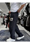 Black 17 Embroidered Washable Pipe Leg Sweatpants Es-80-50 - 4
