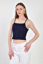 Women's Strappy Bubble Blouse - Navy Blue - 3