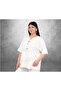 Plus Size Oversize Short Sleeve Stone Accessory Detailed Front Relaxed Fit Women's Blouse - 6
