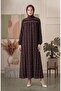Bürümcük Fabric Robe Patterned Dress 0505C-01 Brown - 2