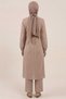 Light Brown 100% Cotton Muslin Fabric Zippered Comfortable Fit Hijab Women's Set-Hajj and Umrah Outfit - 5