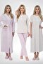 Women's Floral Patterned 4-Piece Large Size Long and Short Sleeve Set Dressing Gown-Nightgown-Pajama Set %100 Cotton