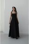 Wide Flared Skirt with Waist Bow Tie Square Neckline Design Long Stylish Museum of Innocence Dress - 5