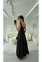 Wide Flared Skirt with Waist Bow Tie Square Neckline Polka Dot Design Long Stylish Innocence Museum Dress - 4