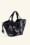 Women's Side Drawstring Hand and Shoulder Bag - Black - 2
