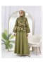 Single Button Belted Skirt Suit Khaki - 2
