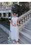 Women's Black and White Polka Dot Maxi Dress with Belt Detail - 2
