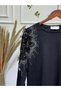 Women's New Season Imported Combed Cotton Blouse with Stones on the Shoulders and Embroidery - 5