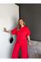 Premium Slit Detailed Gathered Waist Pant Blouse Set - 8