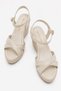 Women's Cross-Tied High-Heeled Sandals; Beige - 5