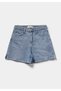 Regular Fit High Waist Straight Women's Light Indigo Denim Jean Shorts - 5