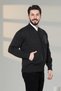 Anthracite Men's Dad and Middle-Aged Knitwear Steel Knit Lined Plain Acrylic Zipper Pocket Dad Cardigan - 3