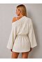 100% Cotton Muslin Bathrobe Kimono Floral Embroidered Women's Robe