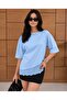 Navy Blue Modal Fabric Lace Detailed Soft Loose Cut Women's Blouse 0086