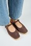 Silvia Women's Leather Genuine Leather Single Strap Sabo Brown Slippers - 3