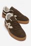 Women's Double-Faced A-Lined Leather Sports Shoes Brown Ecru