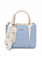 Multi-Compartment Women's Hand and Shoulder Bag with Scarf Detail – White