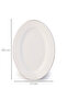 4458 Burçak Set of 2 Porcelain Platinum Meshed Boat Plates - Oval Breakfast Serving Set 25cm - 4