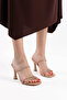 Nude Stone Thin Strap Women's Heeled Slippers Fs20My01D - 5