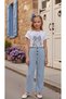 Girl's Striped Trousers and Ribbon Detail T-Shirt Buckle Set |   Summer Stylish T-Shirt Set Trend 3-Piece Combination for Holidays - 6
