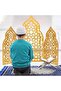 TariqANStore Ramadan Home Décor and Decorative Accessories, Mini Mosque Prayer Corner Setup, Wooden. (Wood, Gold) - 3