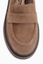 Britha Genuine Leather Brown Suede Penny Loafer Women's Casual Shoes - 3