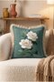 White Floral and Leaf Pattern Fringed Throw Pillow Cover - Cream Tassel Botanical Cover - 4