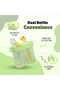 Twin Compartment Water Bottle| Carry Two Beverages| Ideal for Twins| Sip or Straw| Kids Choice - 900 ML, Black and Green - 6