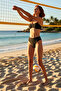 Women's Bikini Set with Adjustable Straps, Covered High Waist, Glittery Knitted, Without Underwire, with Accessories, Regular - 2