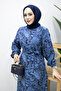 Crew Neck Shawl Patterned Dress Tsd260208 Navy Blue - 2