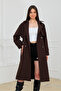 Long Draped Trench Coat with Pockets - 3