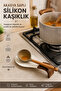 Acacia Handle Silicone Spoon Holder – Heat Resistant Non-Stick Spoon Stand |   Natural Wood Kitchen Countertop Organizer