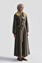 فستان بوبلين بأكمام بالون باللون الكاكي
