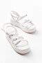 Zri̇n-1222 Premium White Ankle Strap Wedge Women's Sandals - 3
