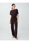 Acı Kahve Crew Neck Drop Shoulder Gathered Waist Knitted Blouse - 2