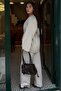 Beige V-Neck Buttoned Belted Double Modal Women's Suit Mg2619 - 8