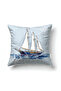 Mari̇ne Sailing Patterned Blue and White Square Throw Pillow 43 X 43 cm Double-Sided Throw Pillow Cover - 2