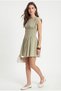 Women's Evora Waist Corset Detail Back Elastic Woven Short Khaki Dress - 2