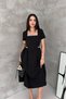 Women's Black Square-Neck Dress with Stone Details and Draped Midi Skirt ----   Nbk4621 - 2