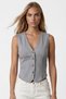 Women's Gray V-Neck Vest with Stitching Detail Alc-X15496 - 3
