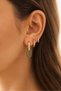 3-Piece Earring Set Emerald Green Oval Charm Minimal Hoop Earring Set with Colorful Stones - 2