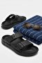 Men's Black Casual Slippers - Comfortable Anatomical Sole Double Buckle Summer Slippers